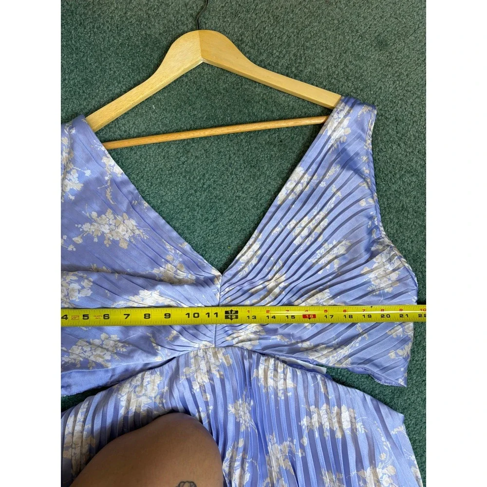 Abercrombie Giselle Pleated Cutout Maxi Dress XXL Tall Blue Floral Romantic NWT